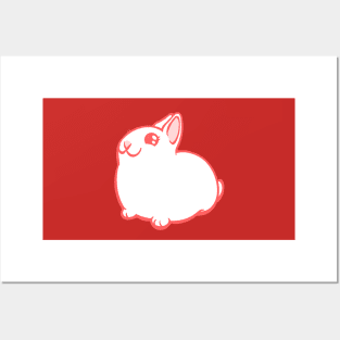 White Red-Eyed Bunny Rabbit Coney Posters and Art